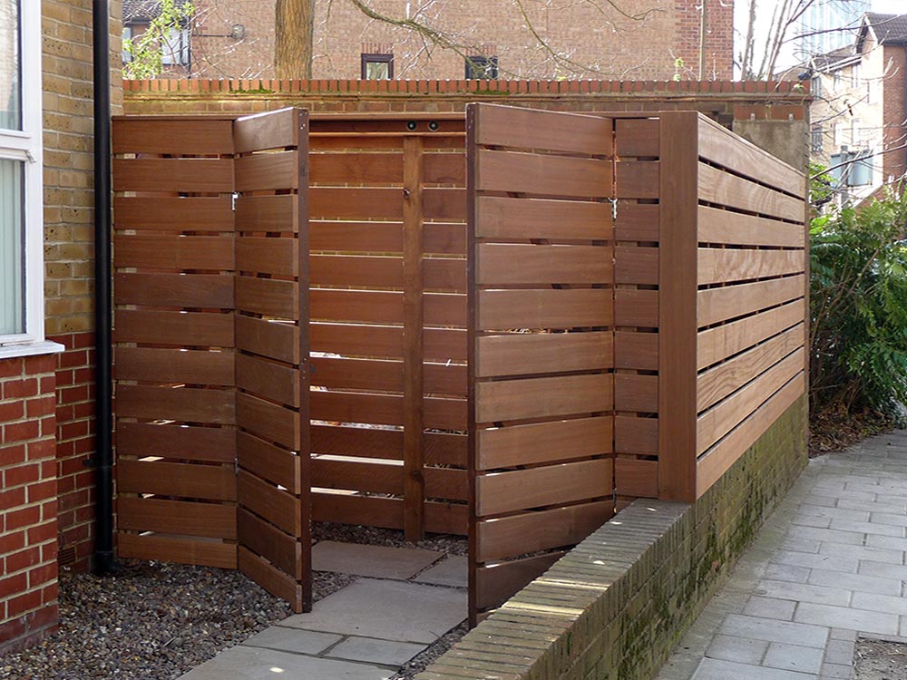 Contemporary hardwood fence panels London